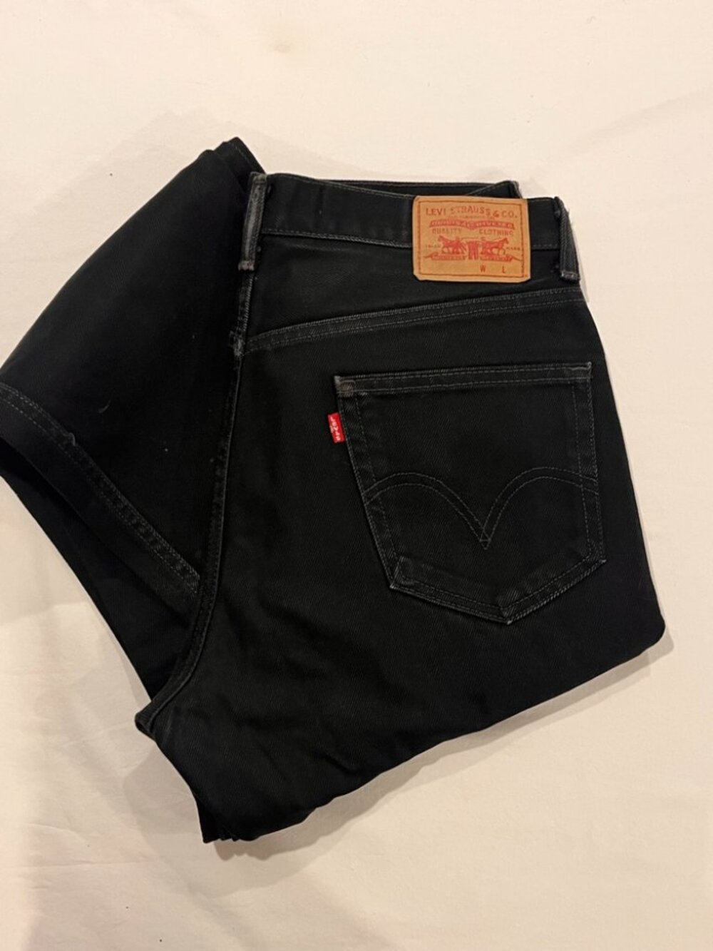 Levis 550 Relaxed Fit Jeans Mens 34x32 Solid Black 100 Cotton Tapered Leg